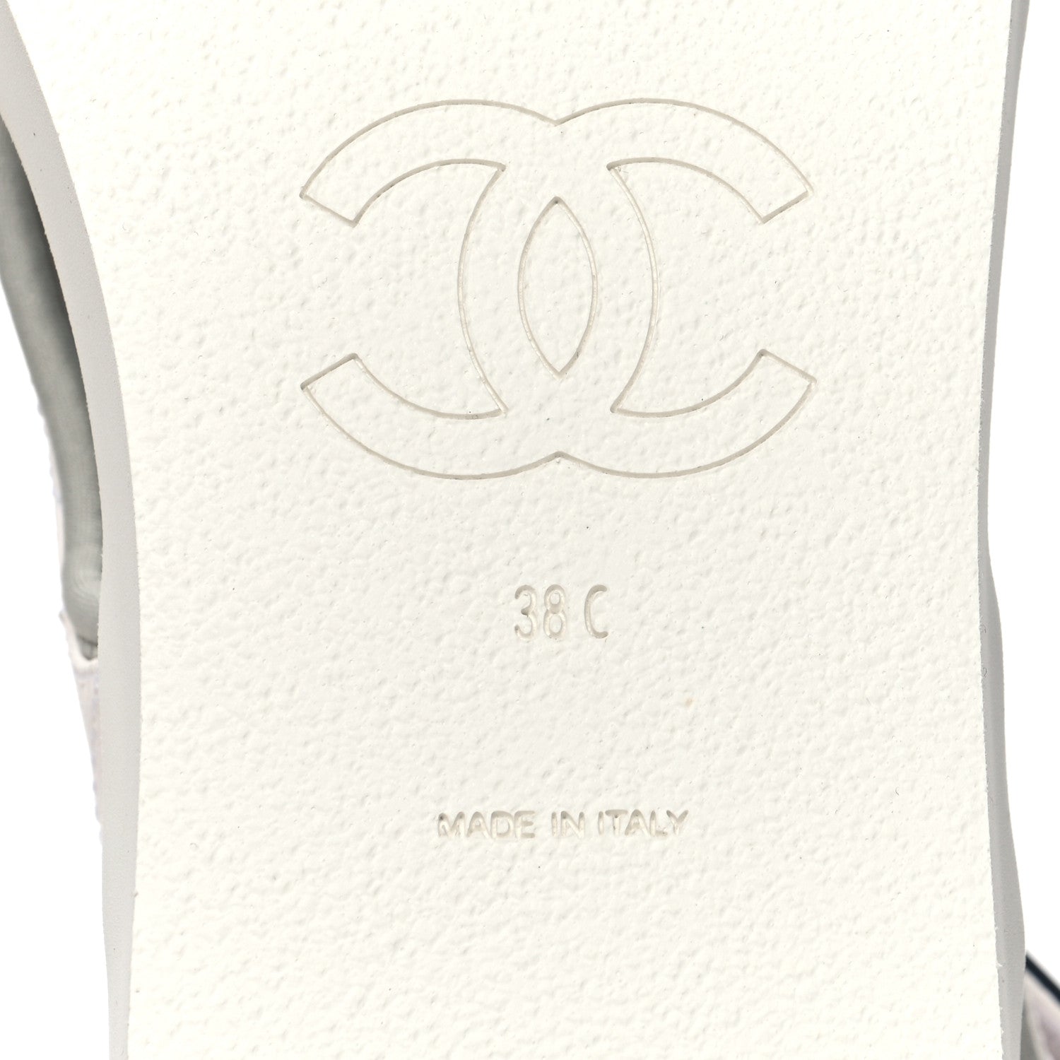 Chanel Goatskin Fabric Gladiator Sandals 38 White Light Grey Navy Blue 9 of 9