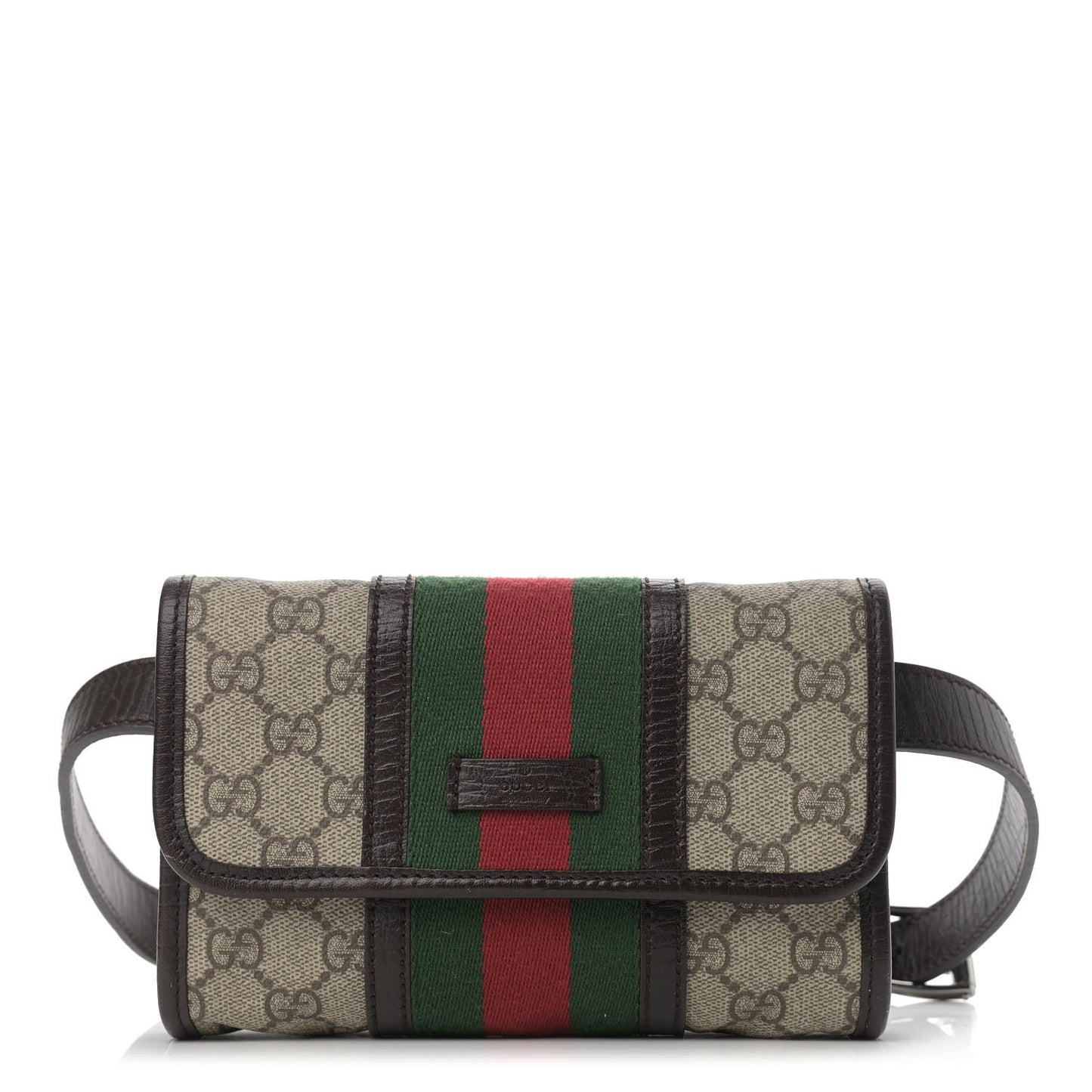 GG Monogram Plus Web Belt Bag Dark Brown