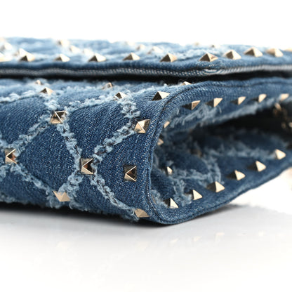 Valentino Garavani Denim Rockstud Spike Wallet on Chain Blue 15 of 16