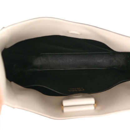 Prada Box Calfskin Shoulder Bag White Black 5 of 9