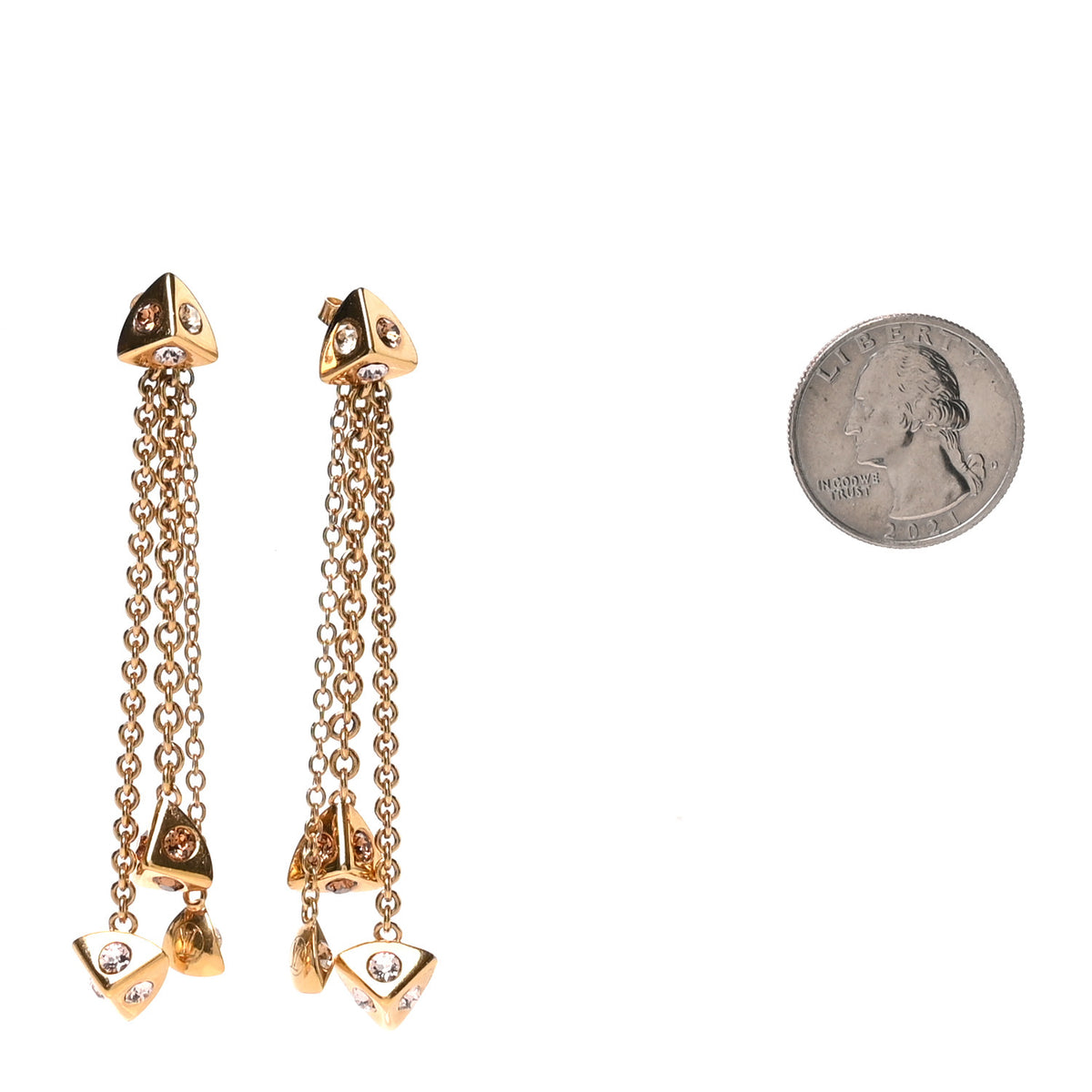 Crystal Chain Trunkies Earrings  Gold