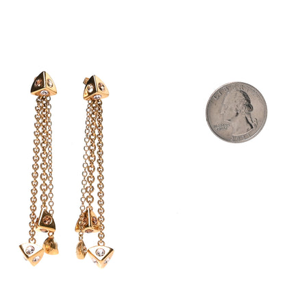 Louis Vuitton Crystal Chain Trunkies Earrings  Gold 2 of 4