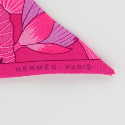 Hermes Silk Fleurs de Lotus Twilly Rose Indien Fuchsia Violet 3 of 6