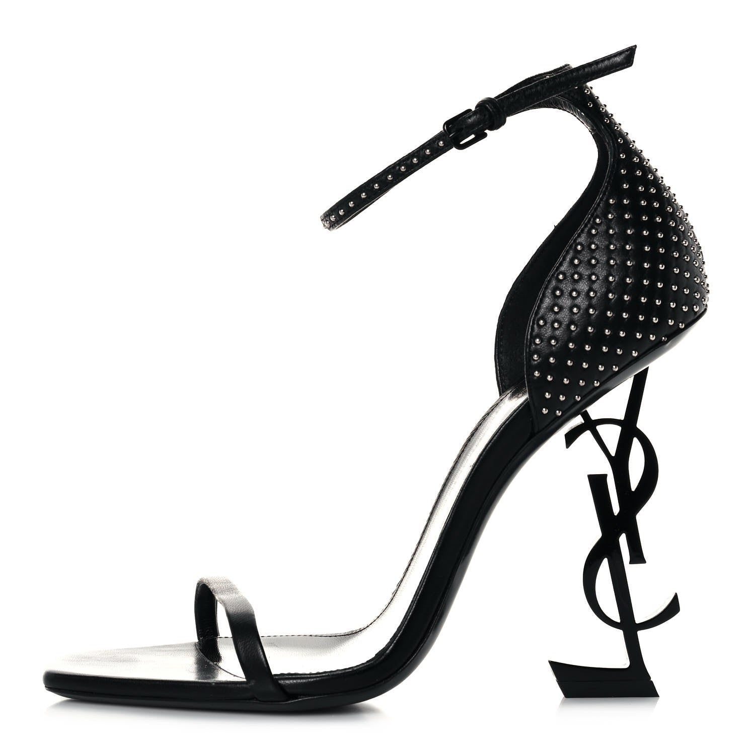 Saint Laurent Calfskin Studded Opyum 110 Sandals 39 Black 1 of 8