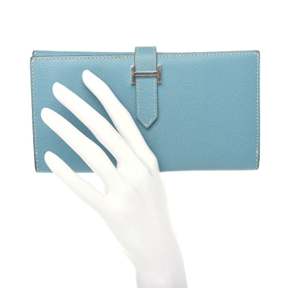 Hermes Epsom Bearn Gusset Wallet Blue Jean 2 of 6