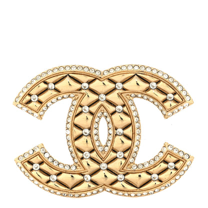 Chanel Crystal CC Brooch Gold 1 of 3
