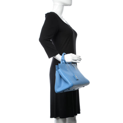 Saint Laurent Grained Calfskin Small Rive Gauche Cabas Blue Clair 2 of 10