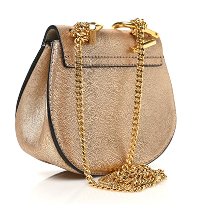 Chloe Metallic Grained Goatskin Nano Drew Shoulder Bag Abstract Gold 3 of 8