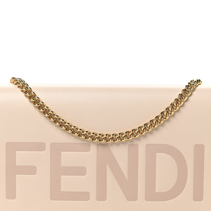Fendi Vitello King Tamponato Logo Embossed Medium Wallet On Chain Poudre 8 of 10