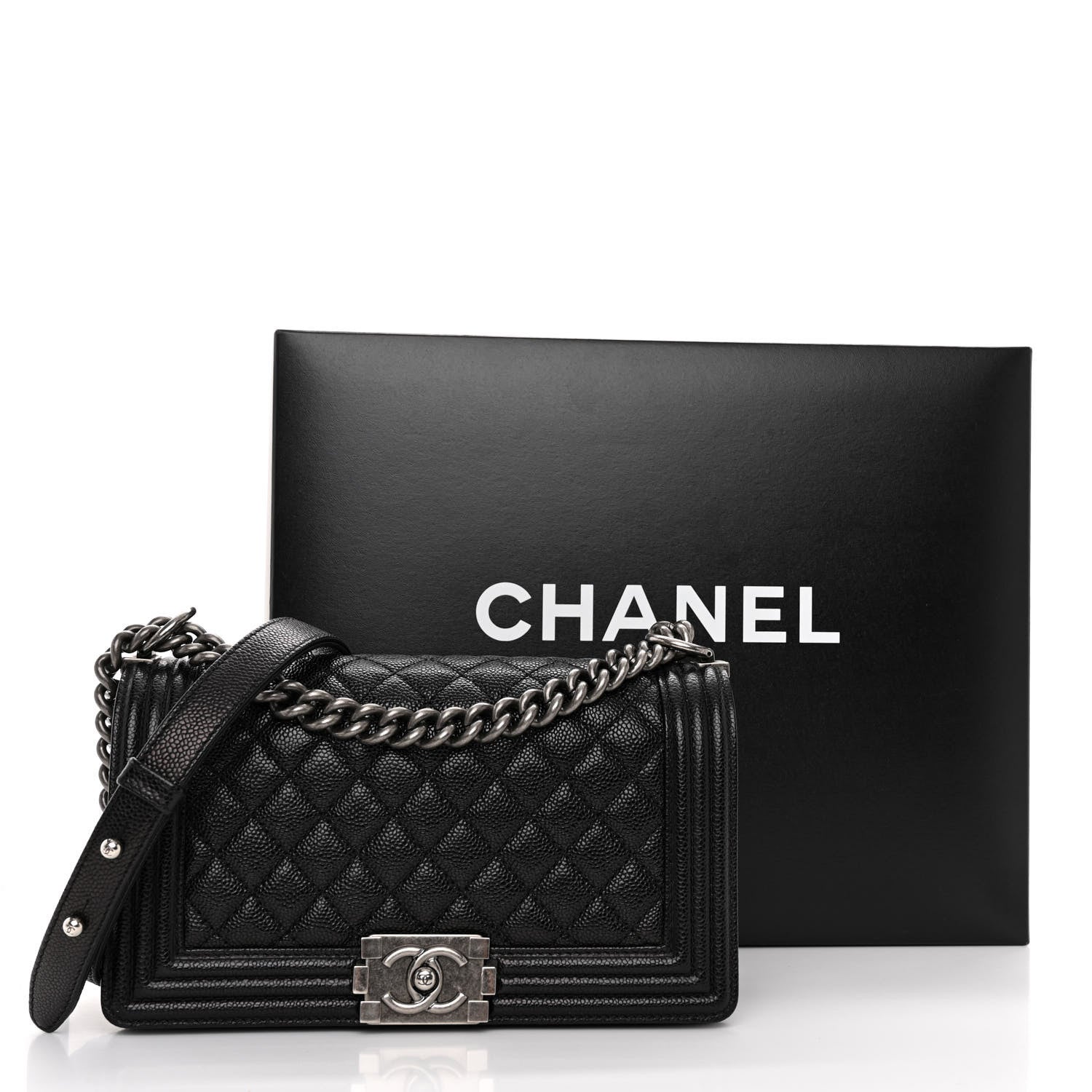 Chanel Caviar Quilted Medium Boy Flap Black 11 of 11