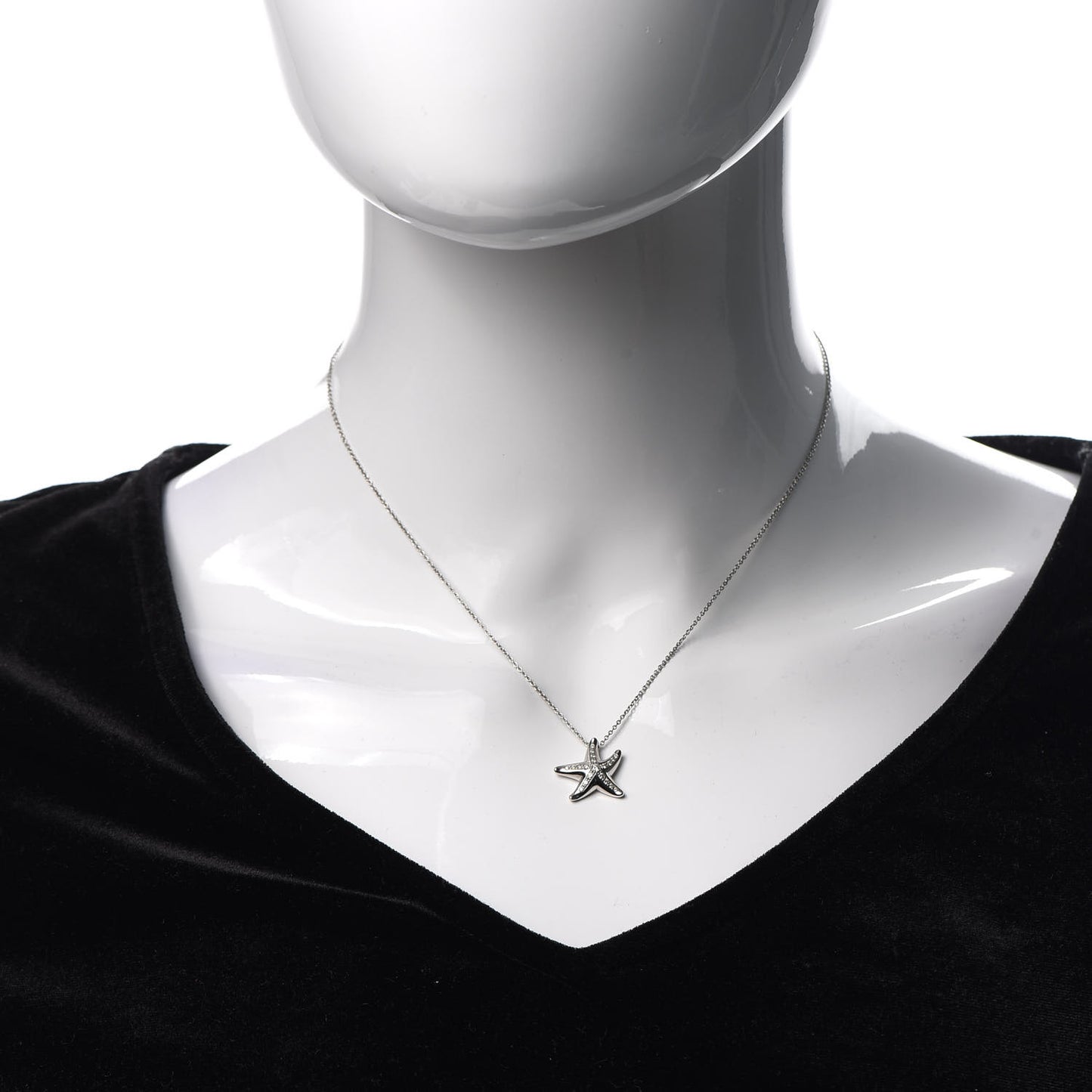 Platinum Diamond 15mm Elsa Peretti Pave Starfish Pendant Necklace