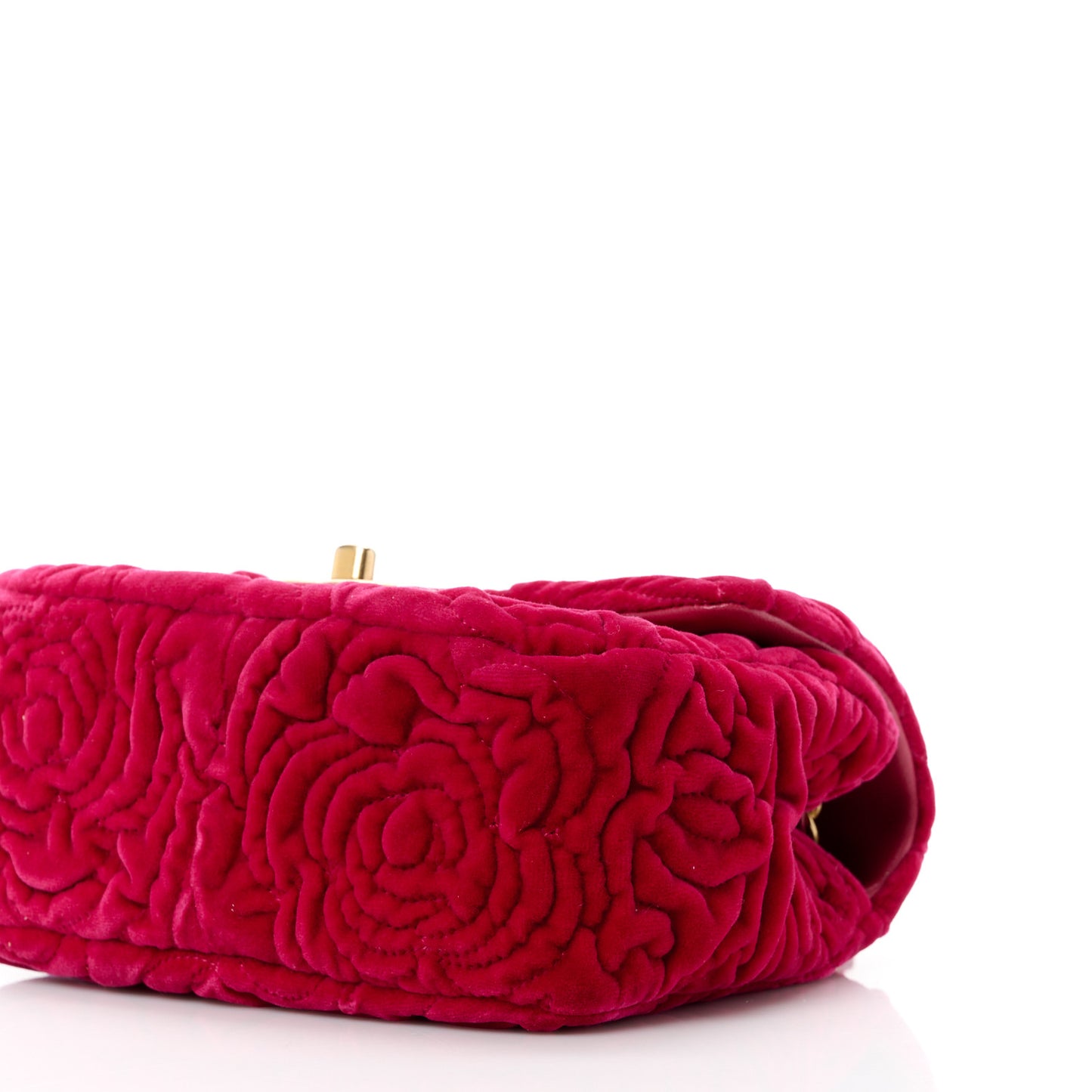 Velvet Camellia Embossed Mini Square Flap Fushia