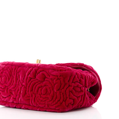 Chanel Velvet Camellia Embossed Mini Square Flap Fushia 11 of 12