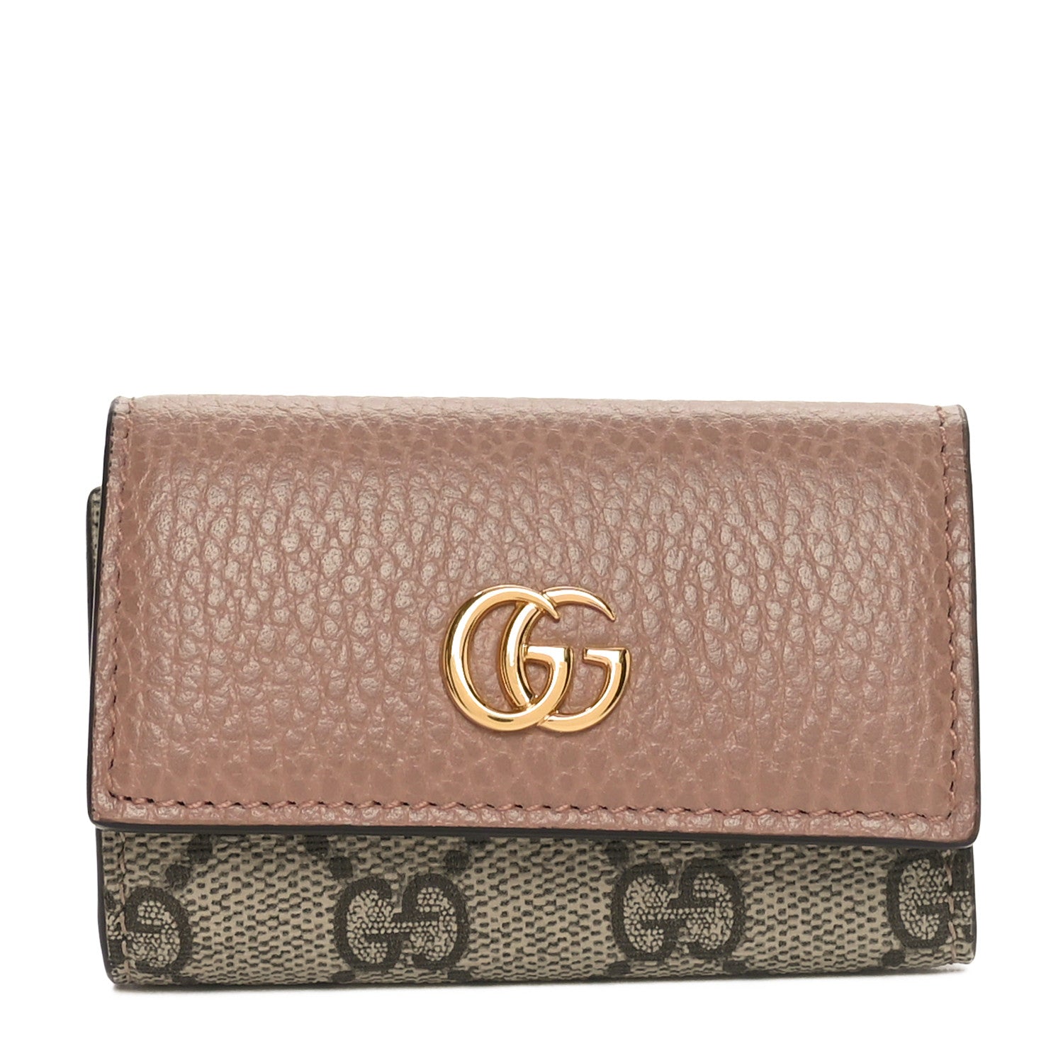 Gucci Dollar Calfskin GG Supreme Monogram GG Marmont 6 Key Holder Case Porcelain Rose Beige Ebony 1 of 9