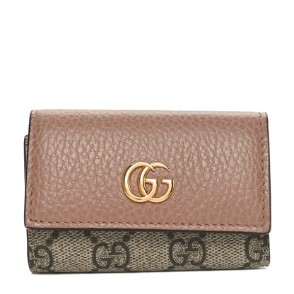 Gucci Dollar Calfskin GG Supreme Monogram GG Marmont 6 Key Holder Case Porcelain Rose Beige Ebony 1 of 9