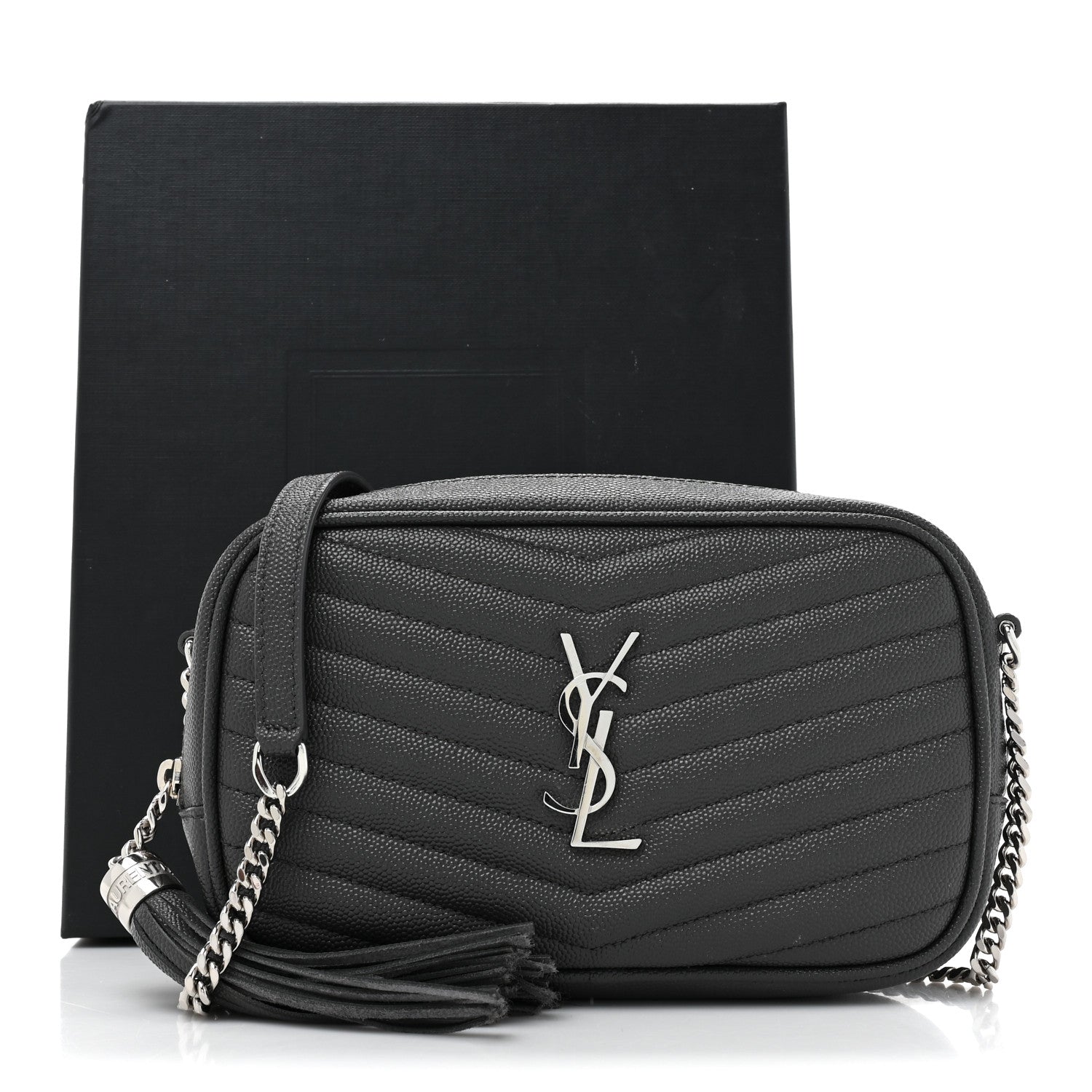 Saint Laurent Grain De Poudre Matelasse Monogram Mini Lou Camera Bag Asphalt 10 of 10