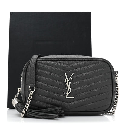 Saint Laurent Grain De Poudre Matelasse Monogram Mini Lou Camera Bag Asphalt 10 of 10