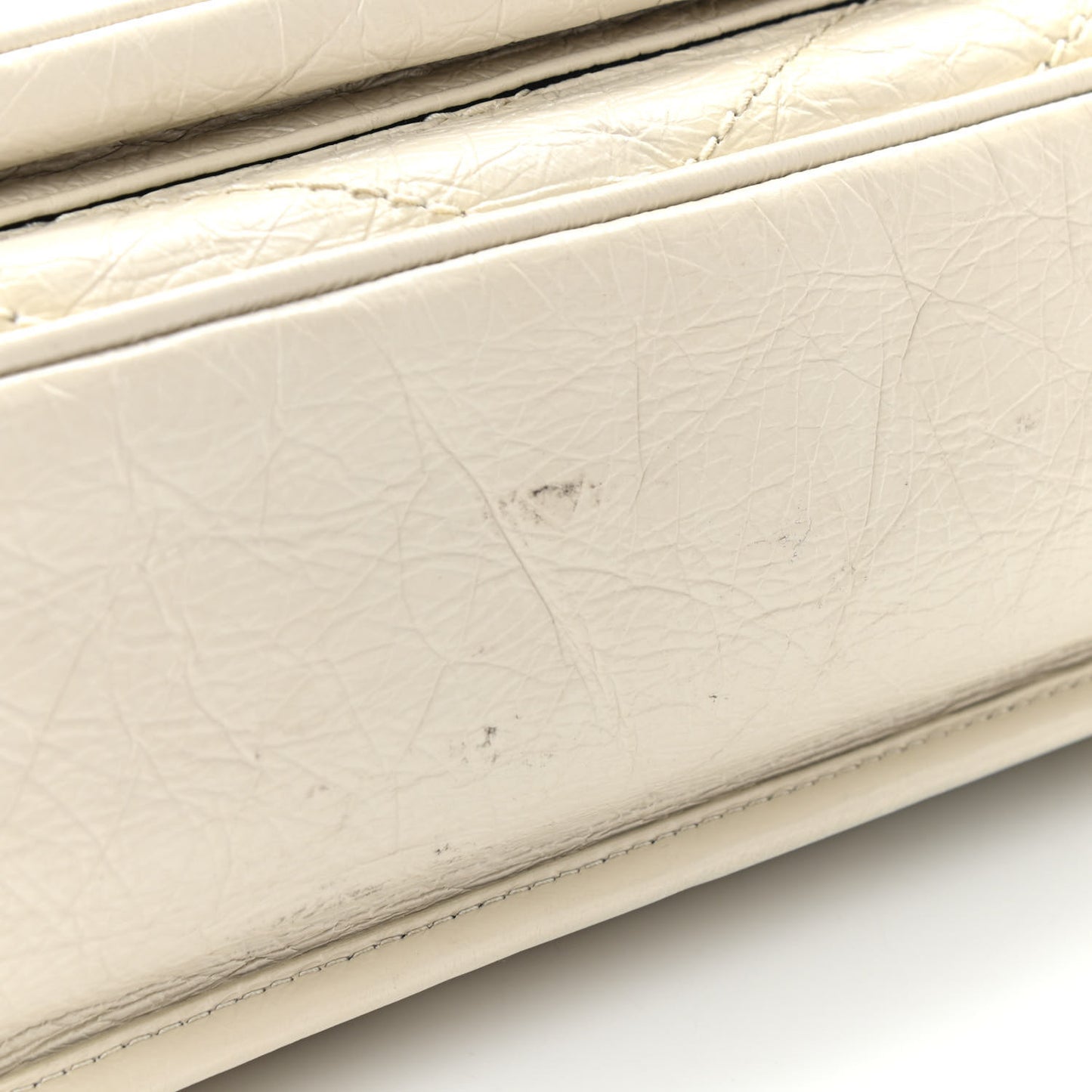 Crinkled Calfskin Matelasse Monogram Large Niki Chain Satchel Ivory