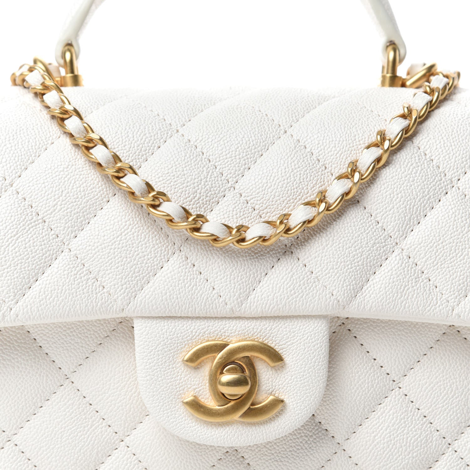 Chanel Caviar Quilted Mini Top Handle Rectangular Flap White 10 of 10