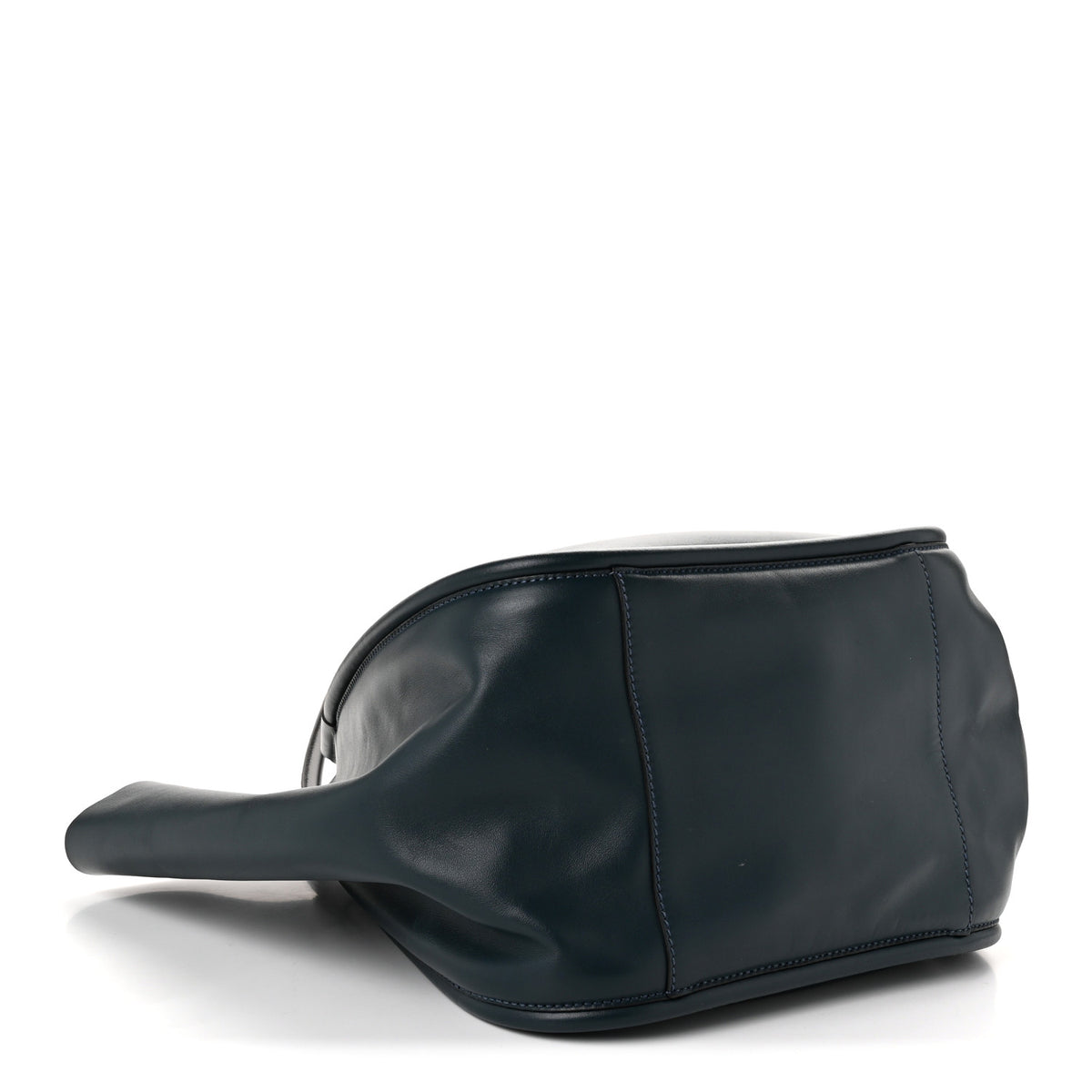 Calfskin Large Ruched Tote Petrol Green