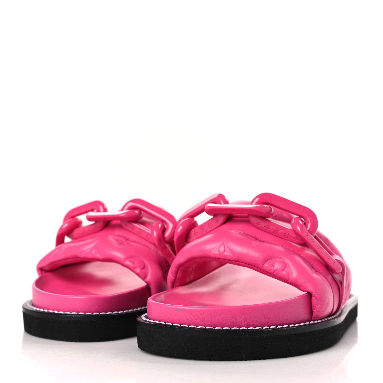 Louis Vuitton Calfskin Embossed Monogram Sunset Flat Comfort Mule 38 Rose Pop 3 of 7