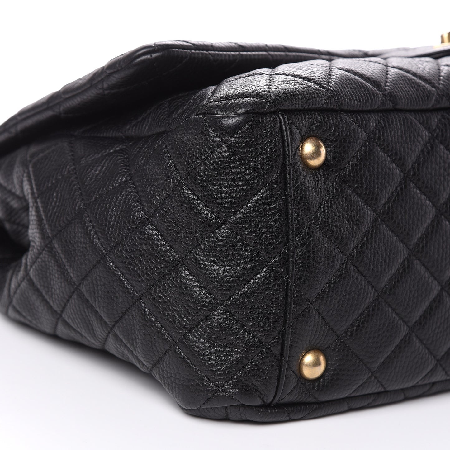 Calfskin Quilted XXL Travel Flap Bag Black