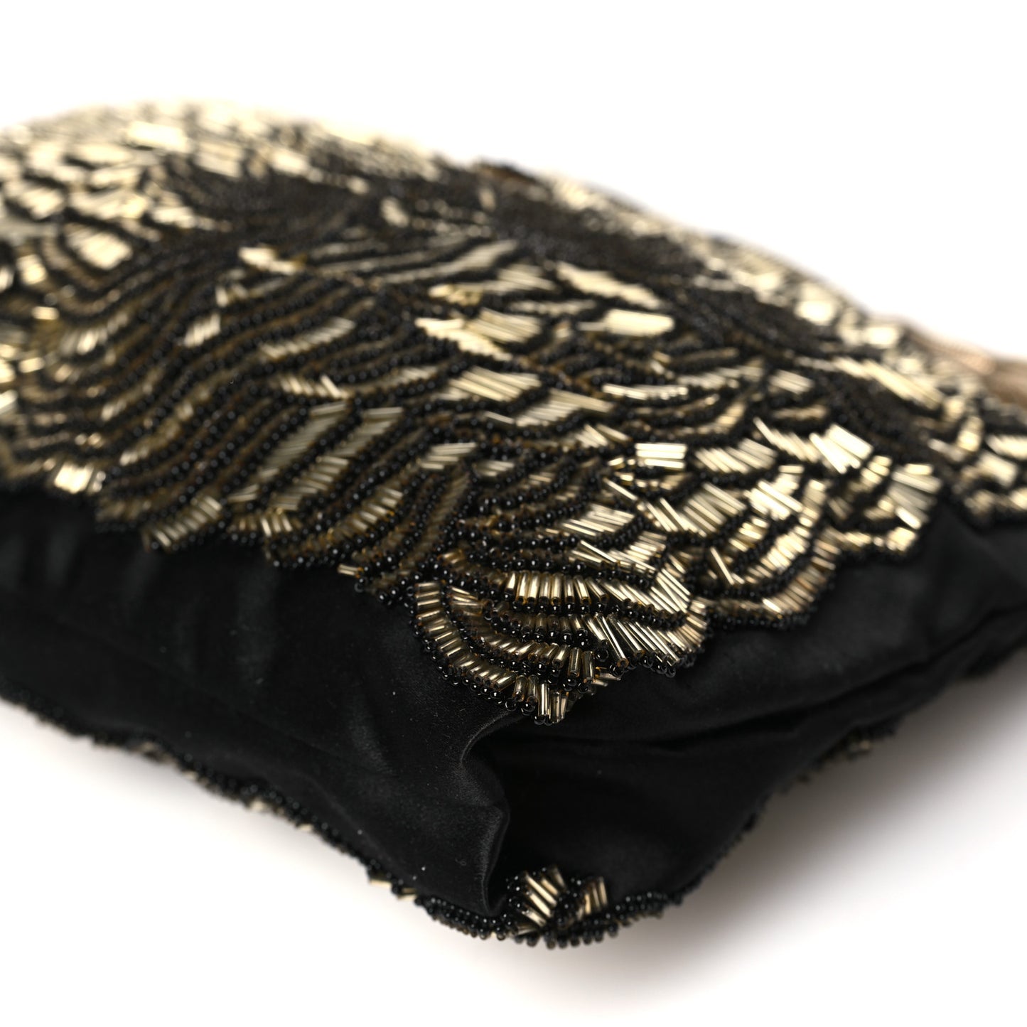 Silk Sequin Tassel Callie Shoulder Bag Black Gold
