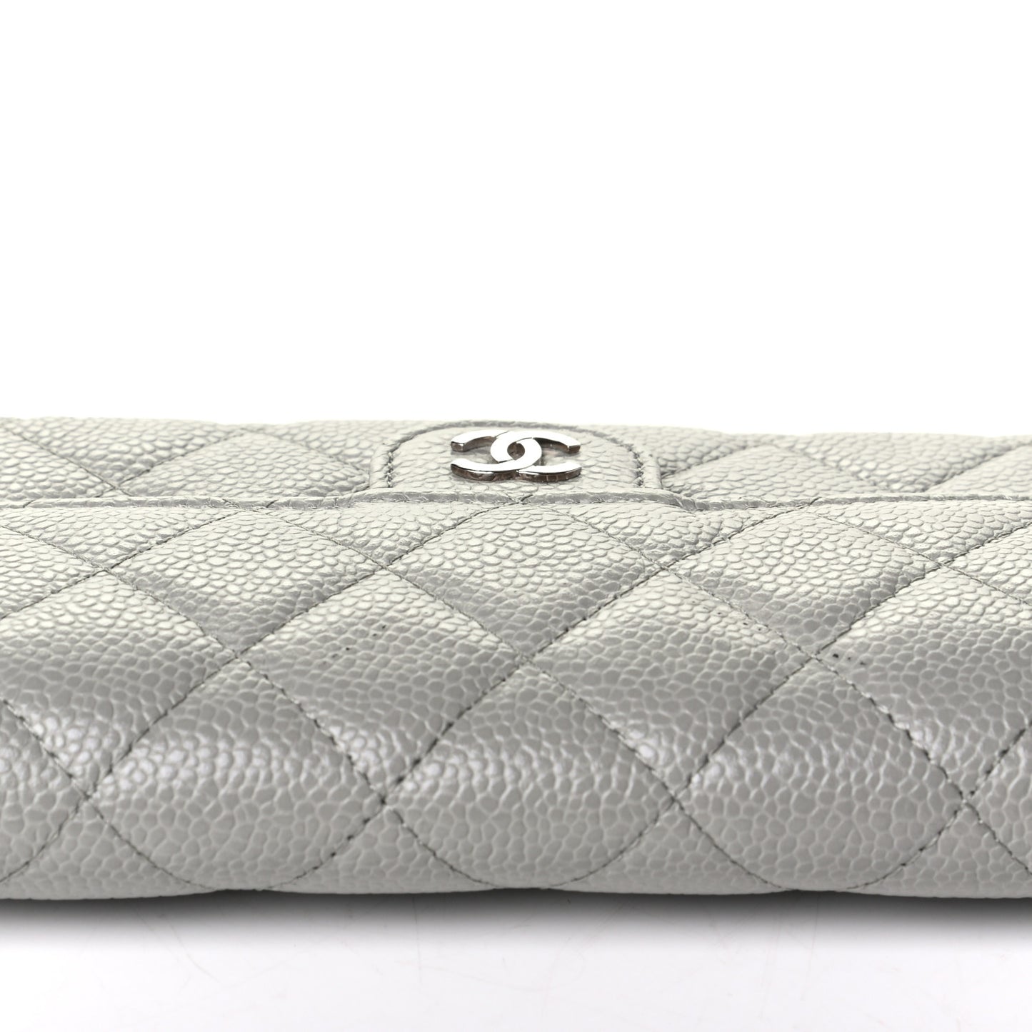 Caviar Quilted Small Flap Wallet Grey