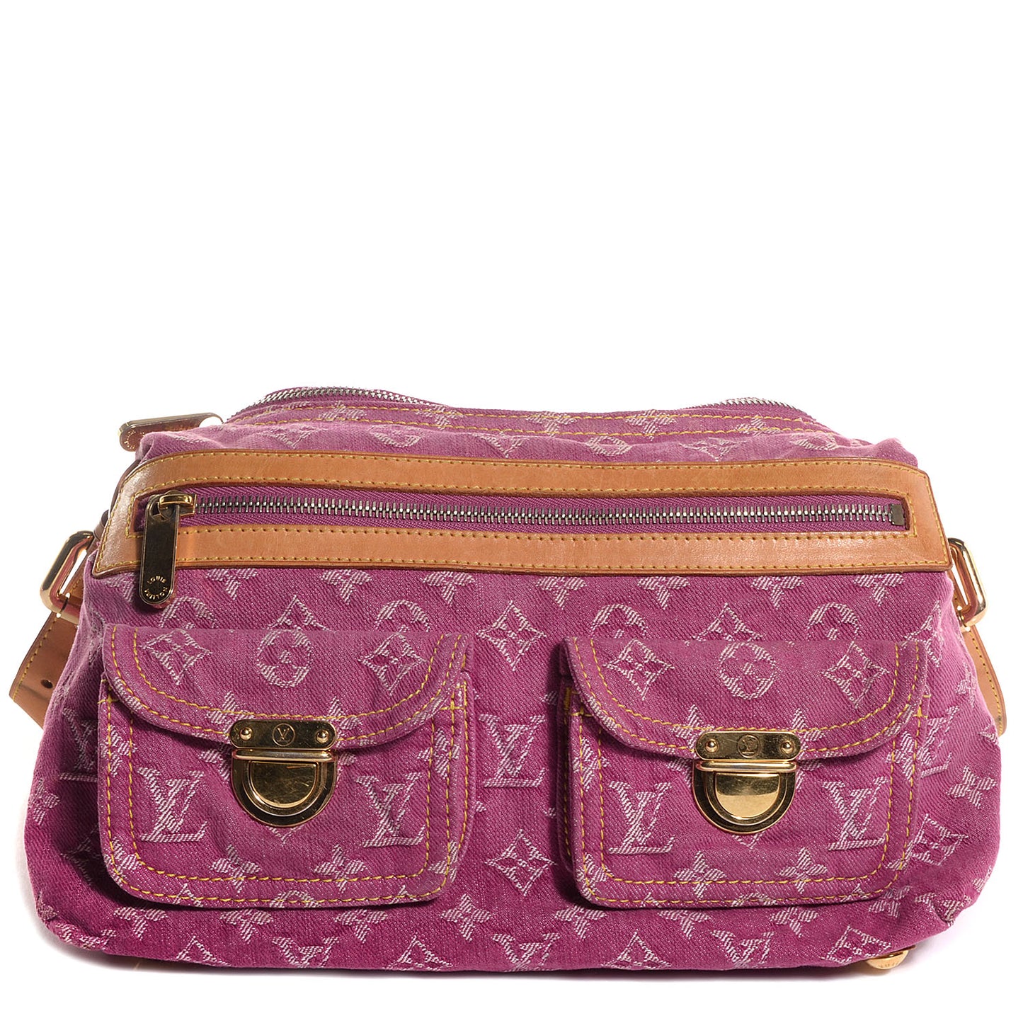 Denim Baggy PM with Long Strap Fuchsia