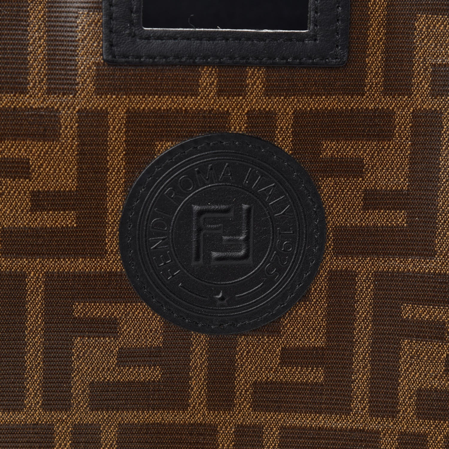 Fendi Glazed Fabric Vitello Century FF 1974 Stamp Patch Medium Peekaboo Defender Cover Mogano Panna Black 7 of 9