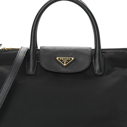 Prada Tessuto Nylon Saffiano Tote Black 7 of 9