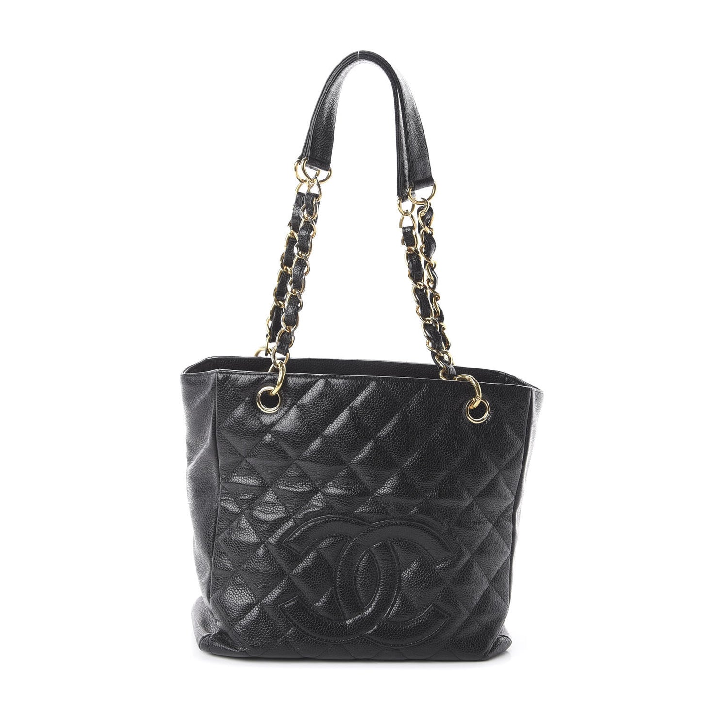 Caviar Quilted Petit Shopping Tote PST Black