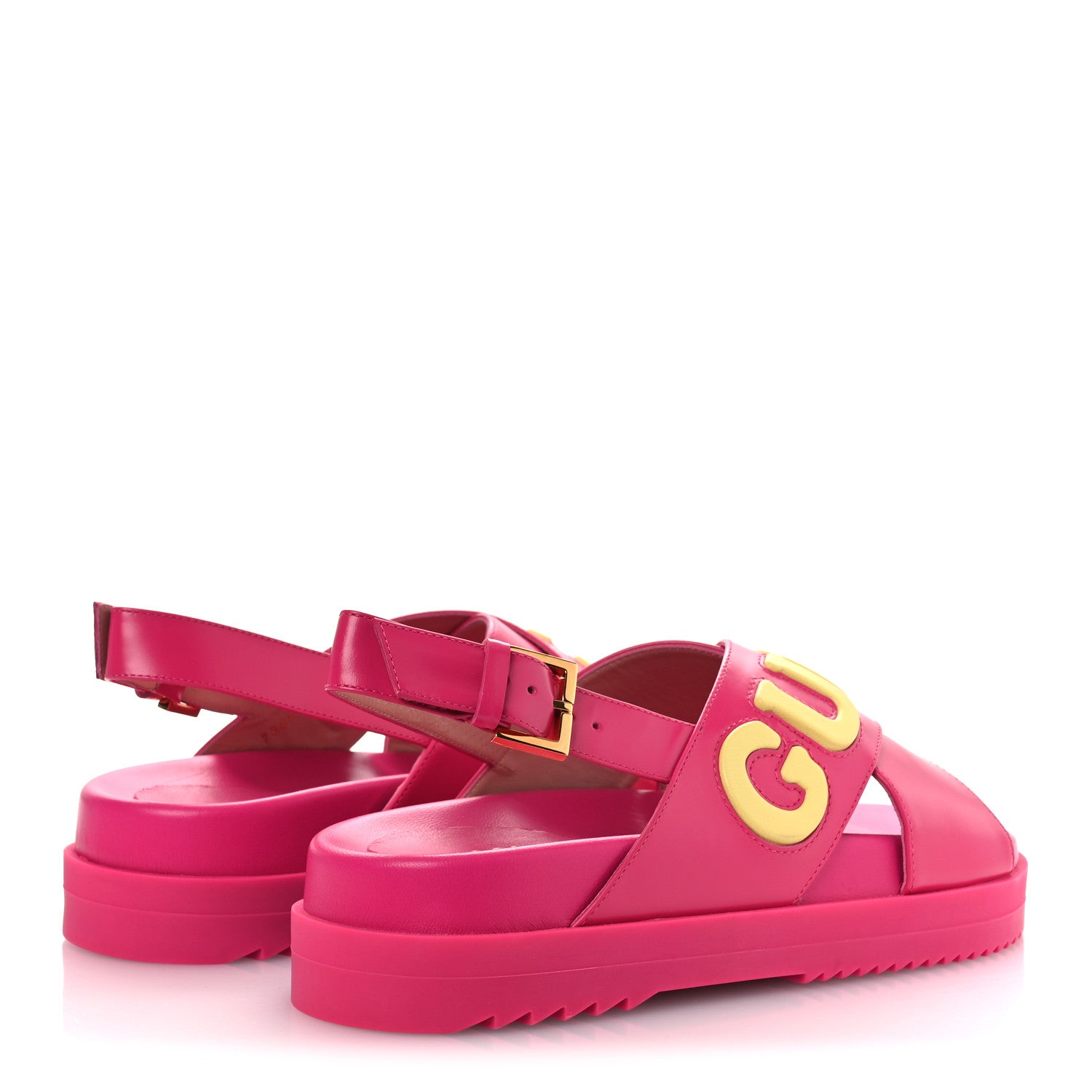 Gucci Calfskin Elizabeth Nappa Charlotte Logo Slingback Sandals 36 Fancy Fuchsia 5 of 11
