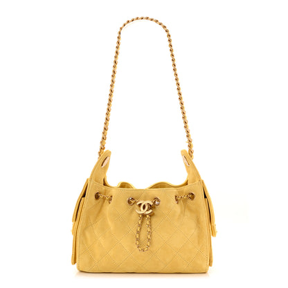 Chanel Suede Quilted Mini Chanel 25 Handbag Yellow 1 of 11