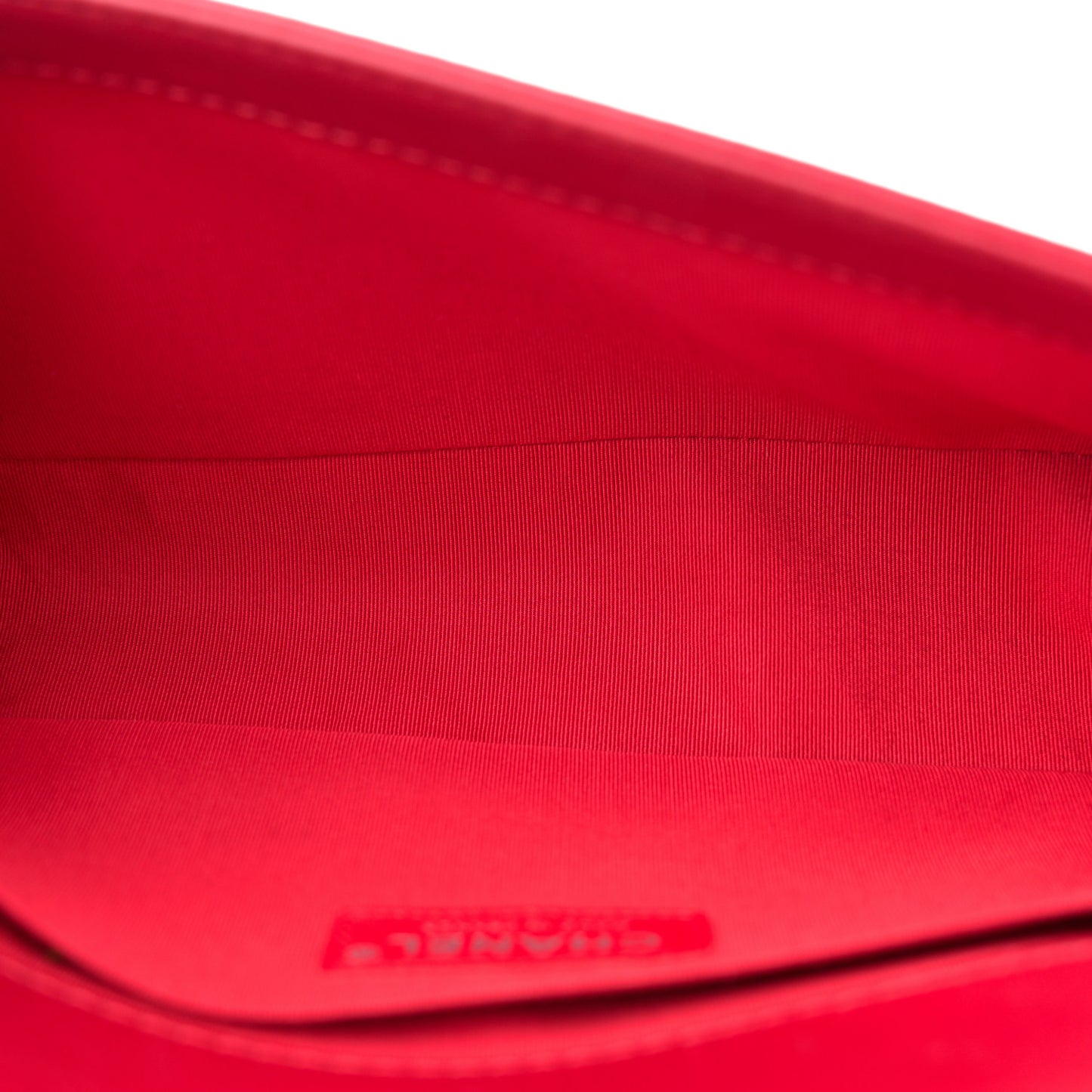 Lambskin Quilted Medium Boy Flap Black Red