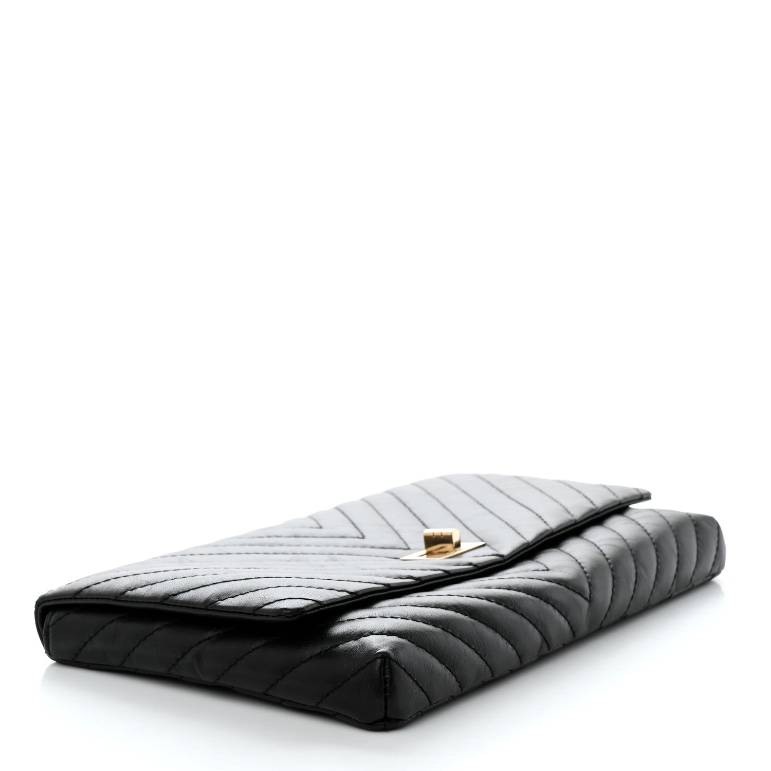 Chanel Aged Calfskin Chevron Quilted Reissue 2.55 Clutch Black 4 of 7