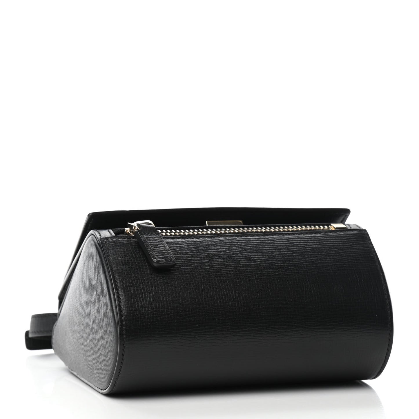 Textured Calfskin Mini Pandora Box Crossbody Bag Black