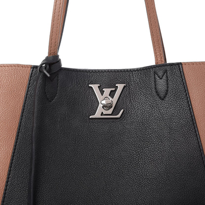Louis Vuitton Calfskin Lockme Cabas Bois de Rose Black 10 of 13