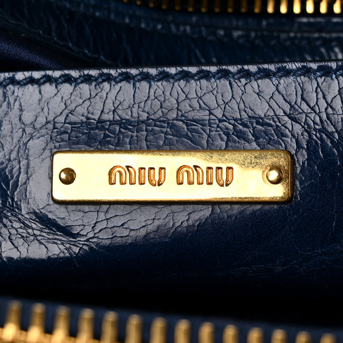 Vitello Shine Top Handle Satchel Cobalto