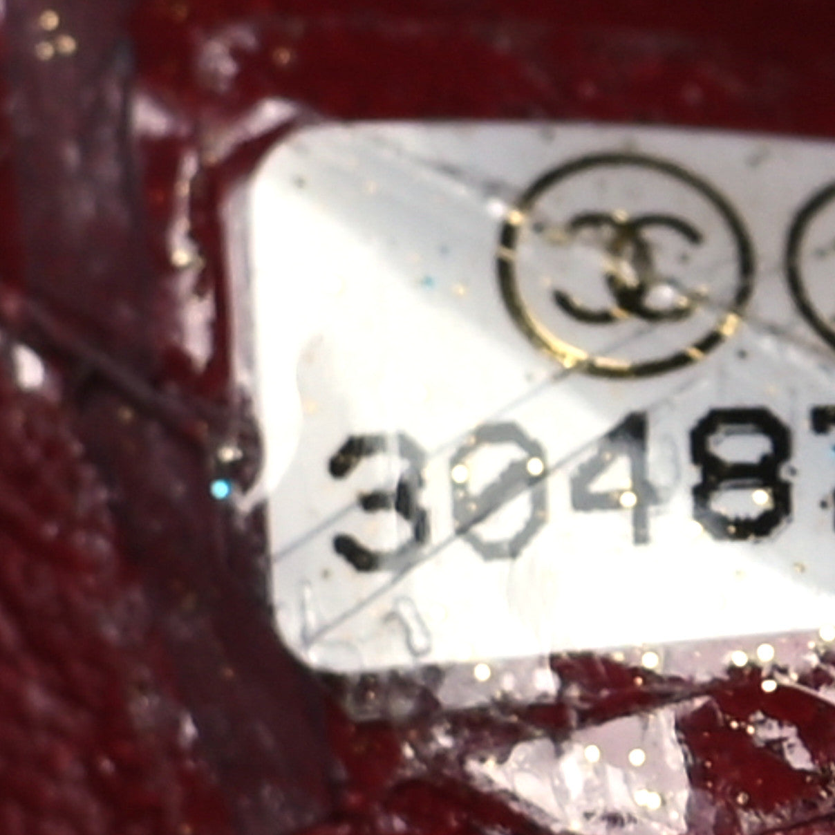 Shiny Aged Calfskin CC Chain Mini Drawstring Bag Red