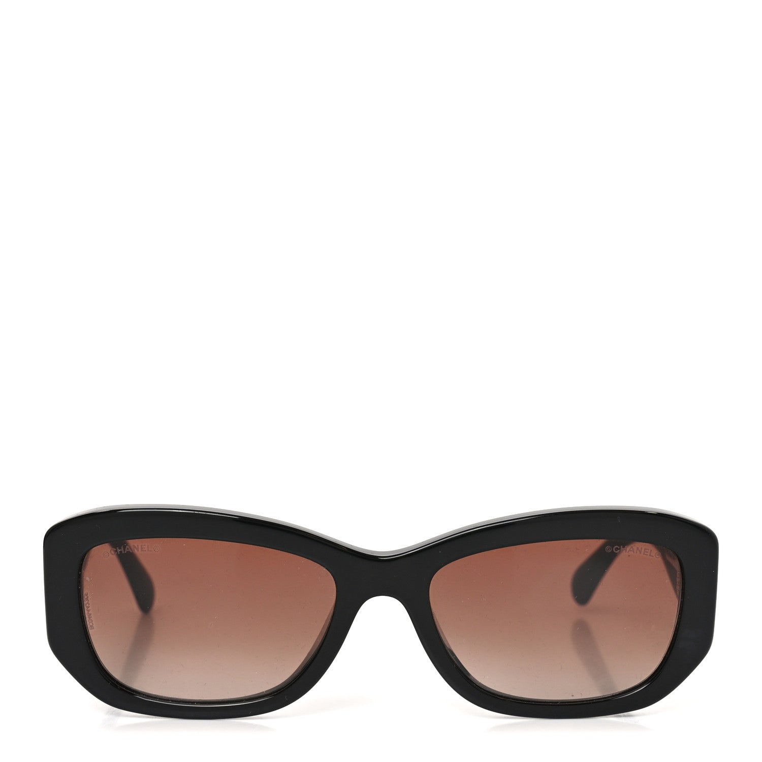 Chanel Acetate Rectangle Sunglasses 5493-A Black Brown 2 of 7
