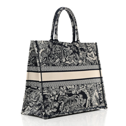 Christian Dior Canvas Embroidered Large Dioriviera Toile De Jouy Reverse Book Tote Blue 3 of 15