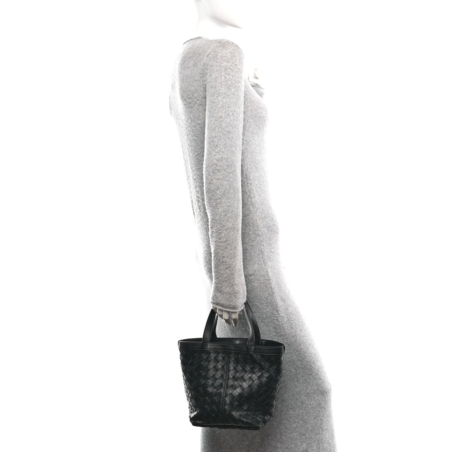 Nappa Intrecciato Small Flip Flap Tote Black