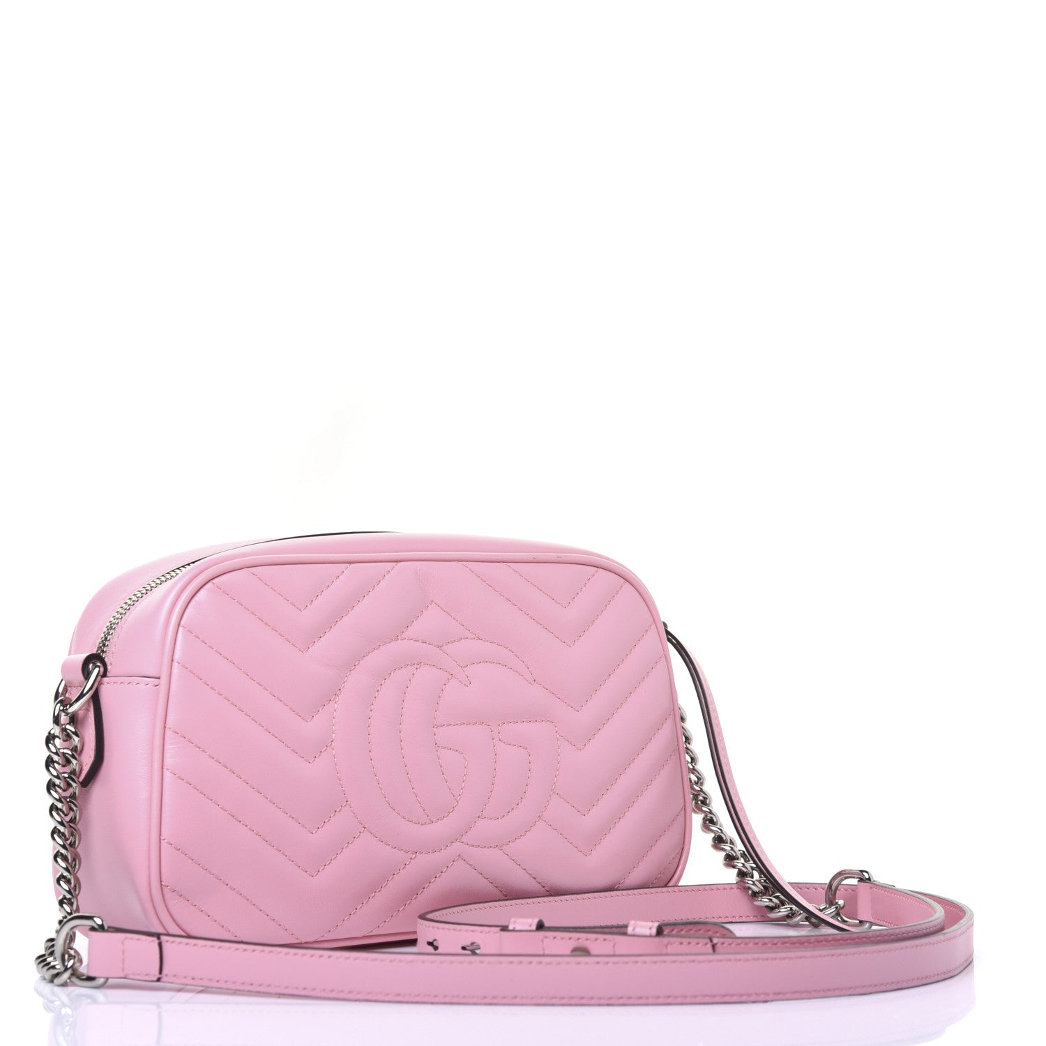 Gucci Calfskin Matelasse Small GG Marmont Chain Shoulder Bag Wild Rose 3 of 11