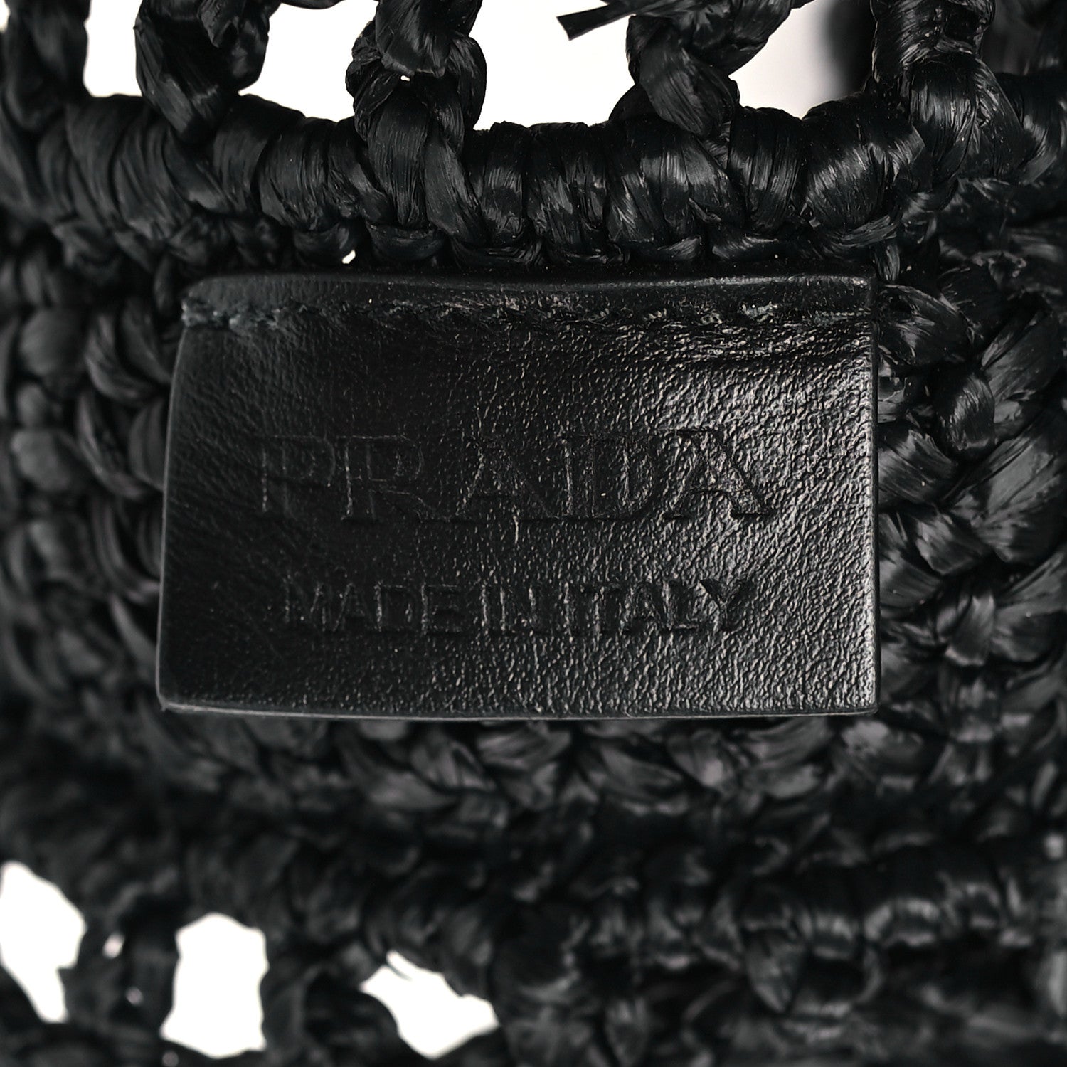 Prada Yarn Raffia Effect Crochet Logo Embroidered Tote Bag Black 6 of 8