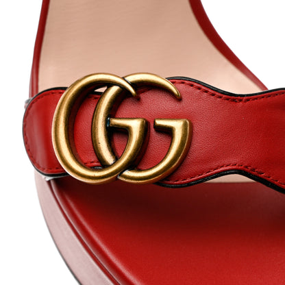 Gucci Calfskin GG Marmont Ankle Wrap 30/115mm Platform Sandals 36.5 Hibiscus Red 8 of 10