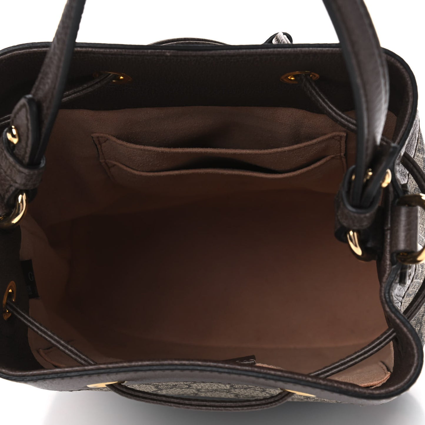 GG Supreme Monogram Web Small Ophidia Bucket Bag Brown