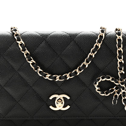 Chanel Caviar Quilted Bow Wallet On Chain WOC Black 9 of 11