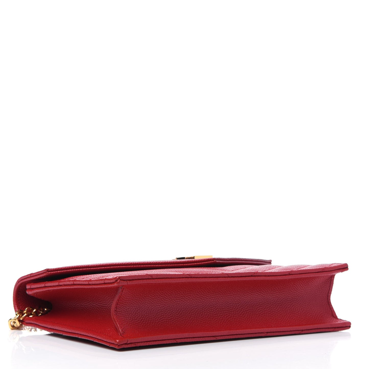 Grain De Poudre Matelasse Chevron Monogram Envelope Chain Wallet Red