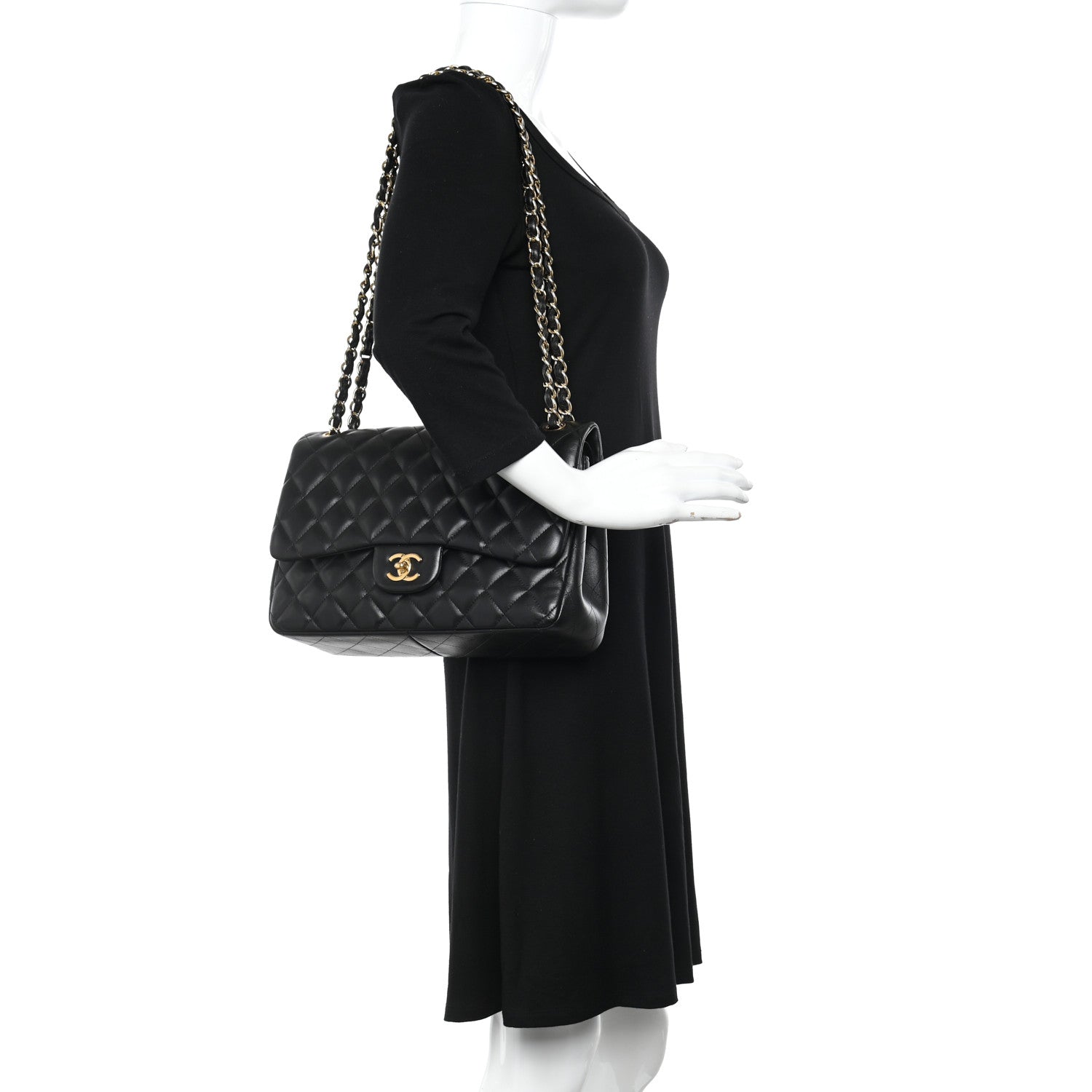 Chanel Lambskin Quilted Jumbo Double Flap Black 2 of 21